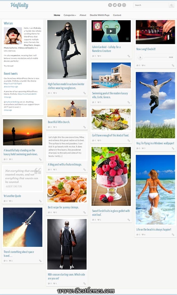 Pinfinity premium WordPress Theme from CSSIgniter. Best responsive Piterest style wp theme