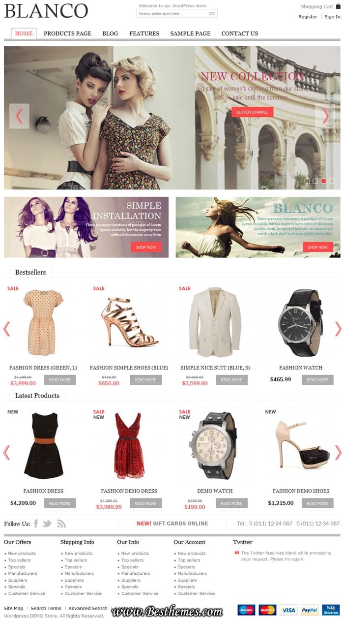 Blanco premium wordpress theme, Responsive eCommerce wordpress theme at themeforest, Magento to WordPress theme