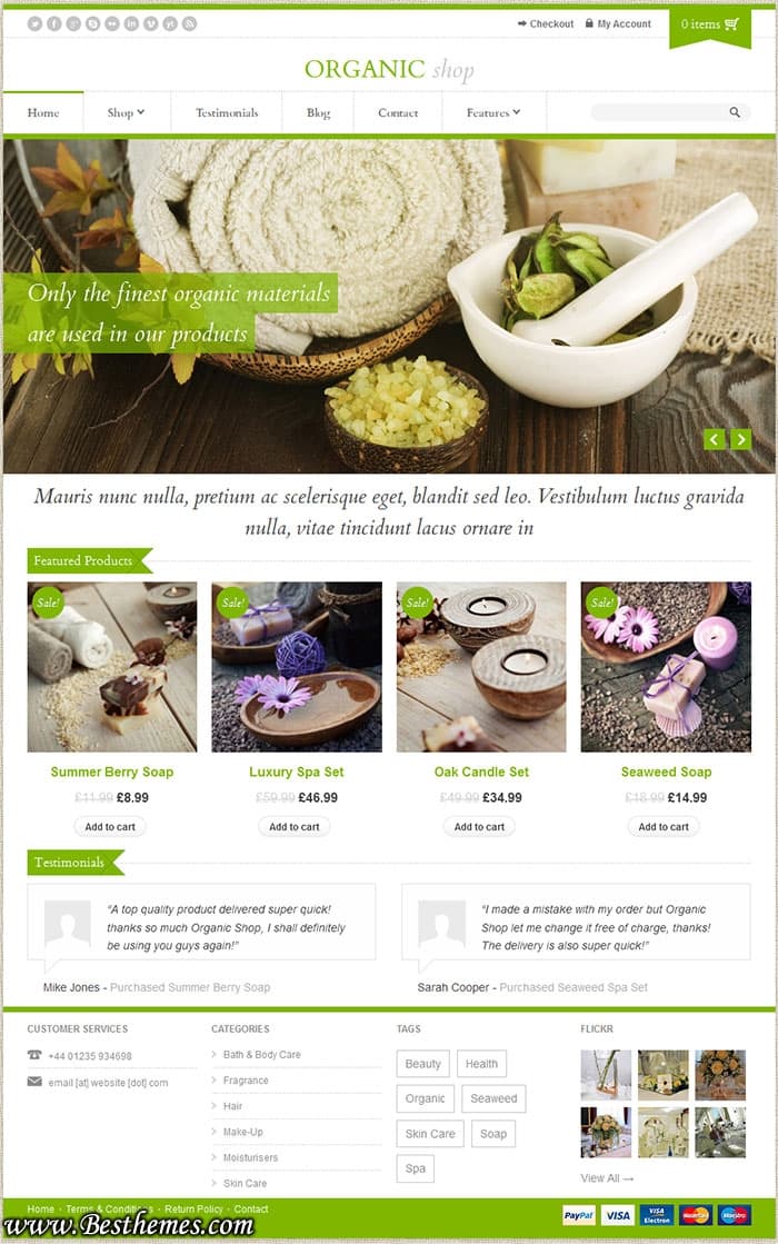 Organic Shop WordPress Theme from ThemeForest, Best eCommerce WP theme for spa, beauty, spices