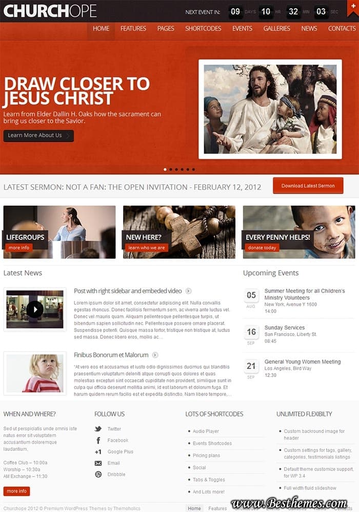 ChurcHope premium church and business WordPress theme from ThemeForest