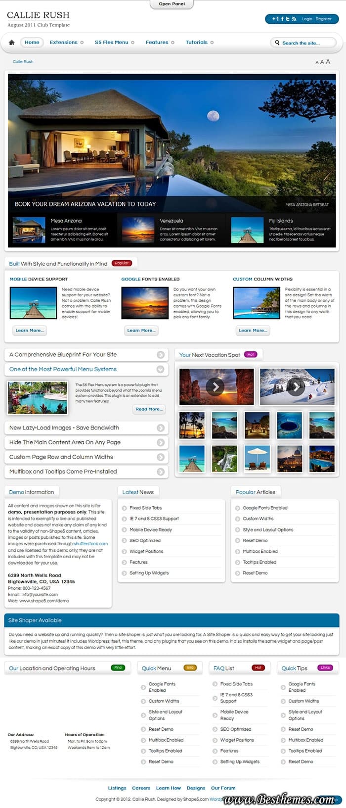 Callie Rush premium wordpress theme from Shape5, Travel business wp theme, tourist wp theme