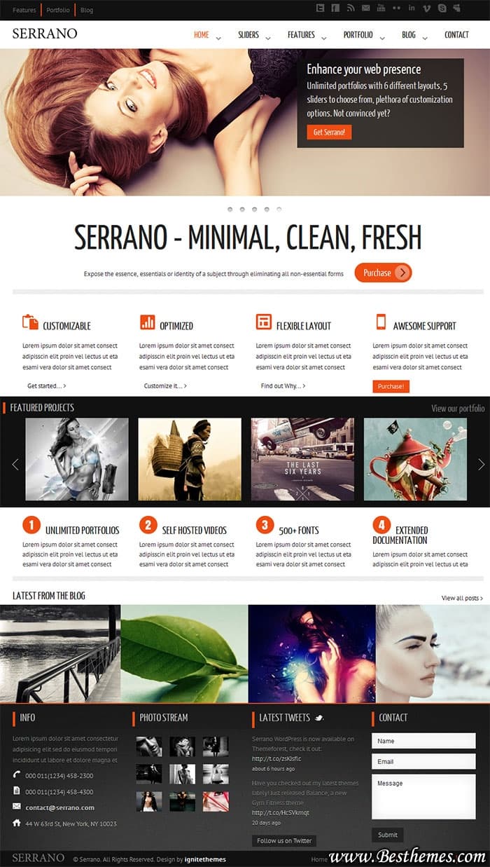 Serrano premium wordpress theme from themeforest, clean corporate wp theme, best business wp theme