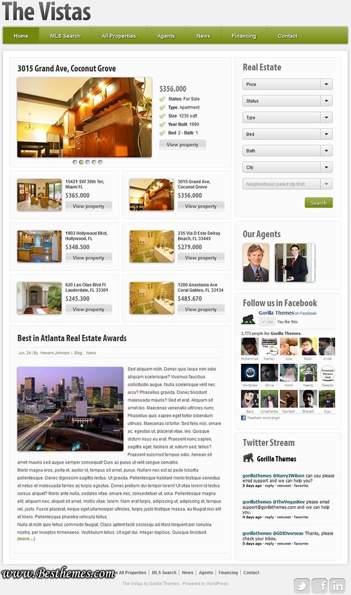 Vistas 2.0 Premium WordPress Theme From Gorilla Themes. Best Real Estate WP Theme