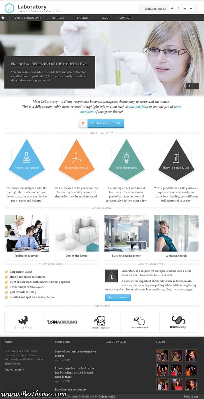 Laboratory premium wordpress theme from themeforest. best laboratory business wordpress theme, responsive science wp theme