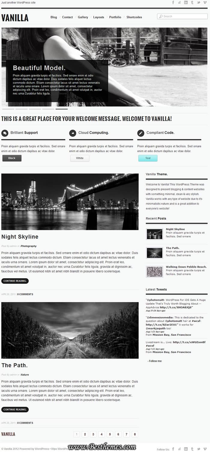 Vanilla Premium WordPress Theme From Themex. Clean Blog and Business WP Theme