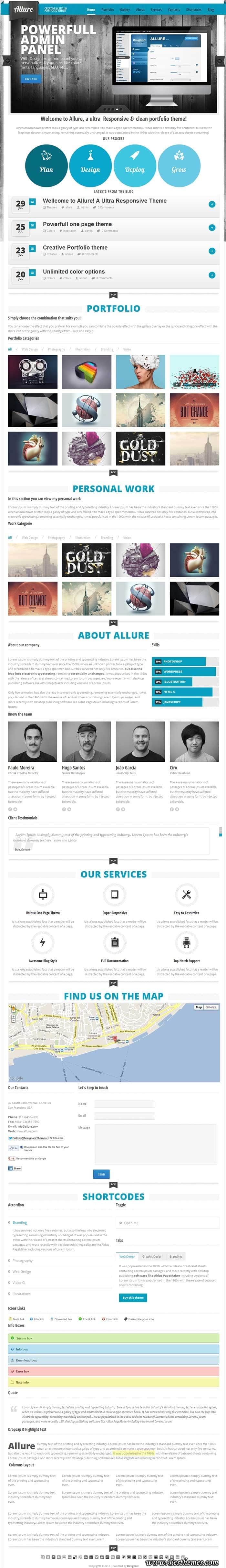Allure Premium WordPress Theme From ThemeForest, Best one page portfolio wp theme, best single page photography wp theme