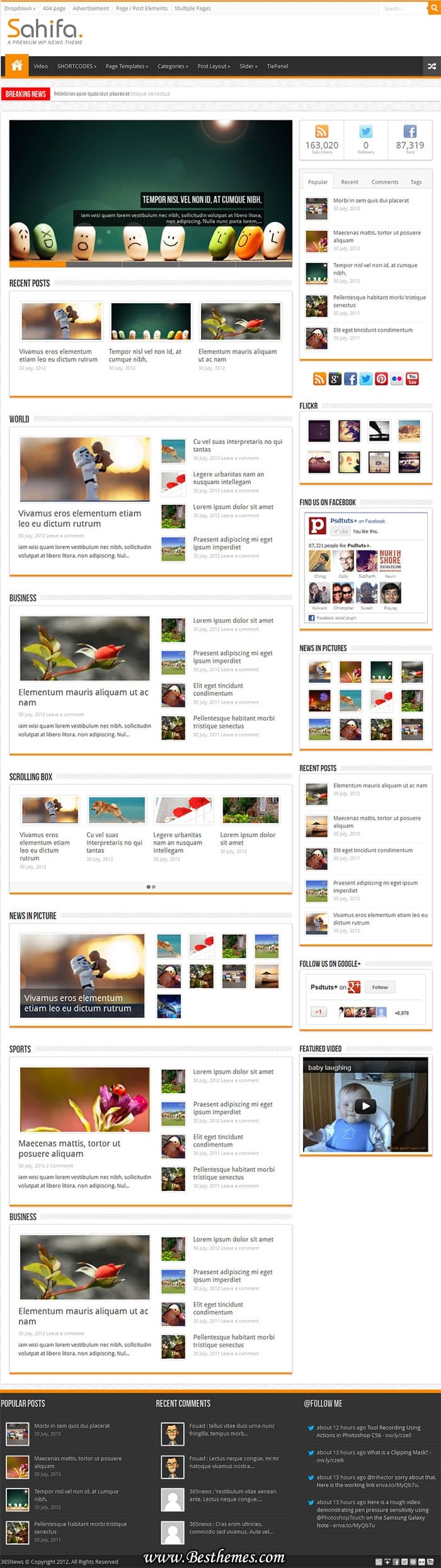 Sahifa premium wordpress theme from ThemeForest, Responsive Newspaper wp theme, best online magazine theme