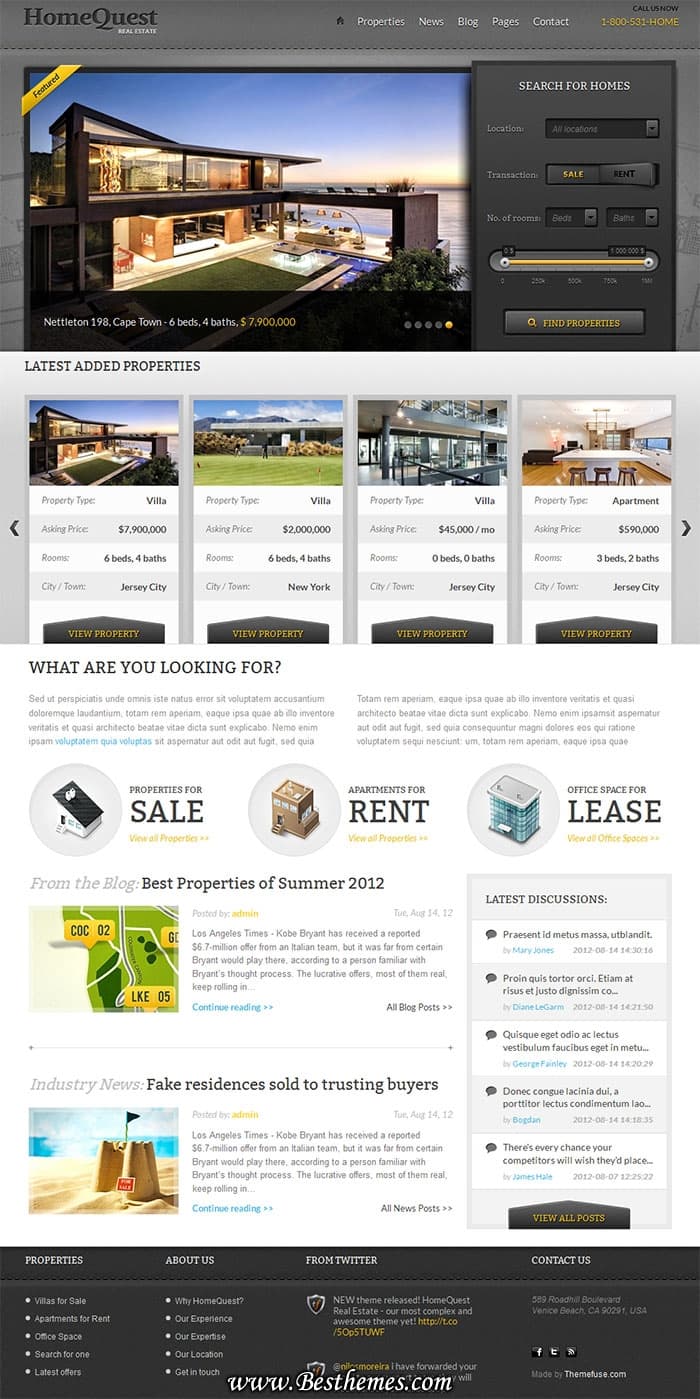 HomeQuest Premium WordPress Theme, Real Estate Agency WP Theme