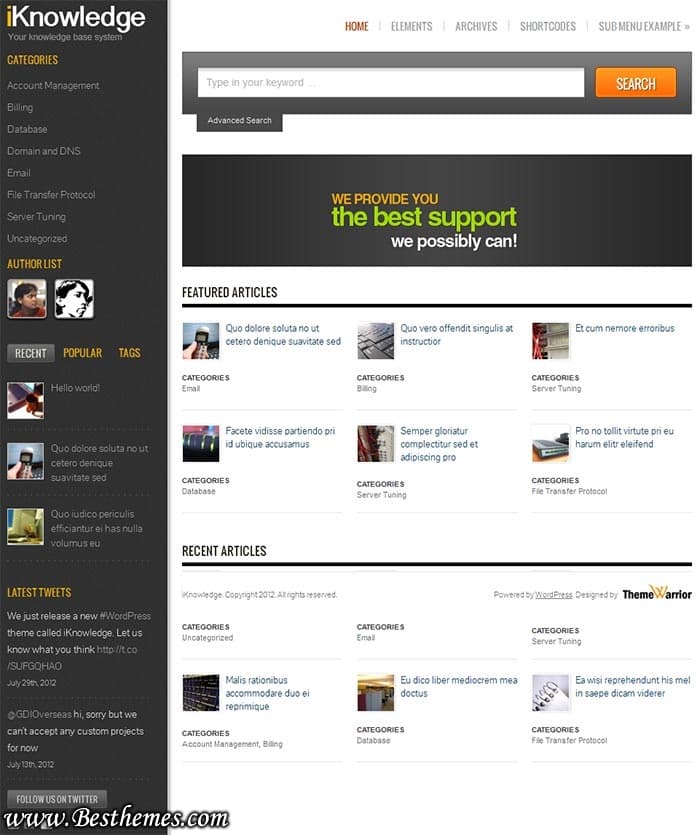 iKnowledge wordpress theme from Themewarrior