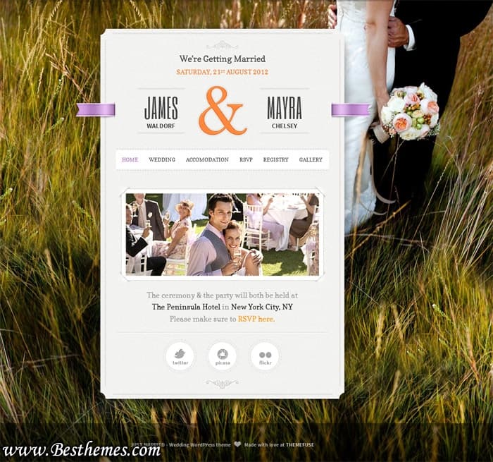 Just Married premium wordpress theme from ThemeFuse, Download Responsive wedding wordpress theme