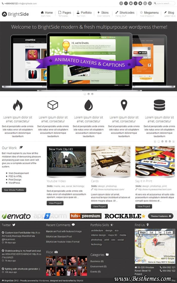 BrightSide Premium WordPress Theme From ThemeForest, Best responsive Portfolio wordpress template, responsive business template