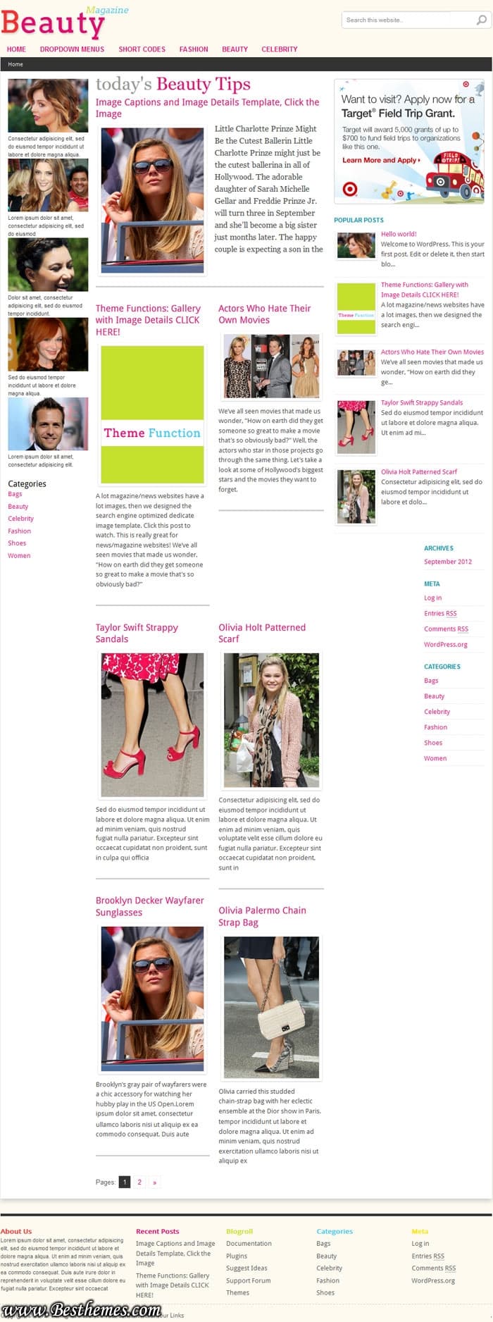 Beauty Magazine Premium WordPress Theme From Clover Theme, Best Feminine Blog Theme, Best Woman Magazine WP Template