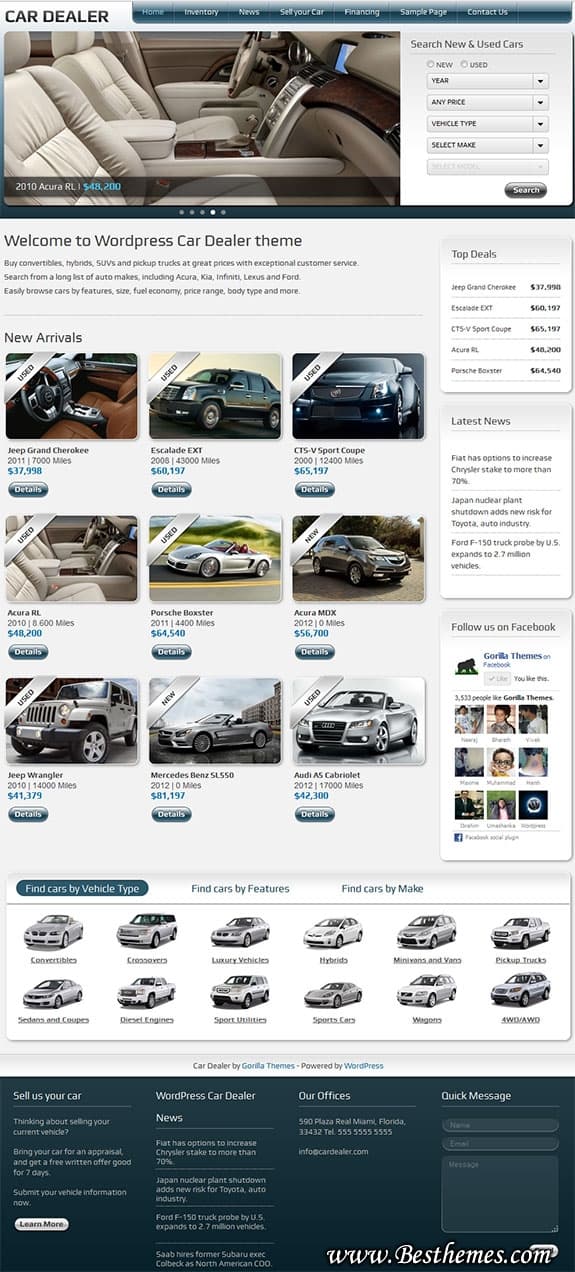 Car Dealer premium WordPress Theme from Gorilla Themes, Best Vehicle Dealership WP Theme