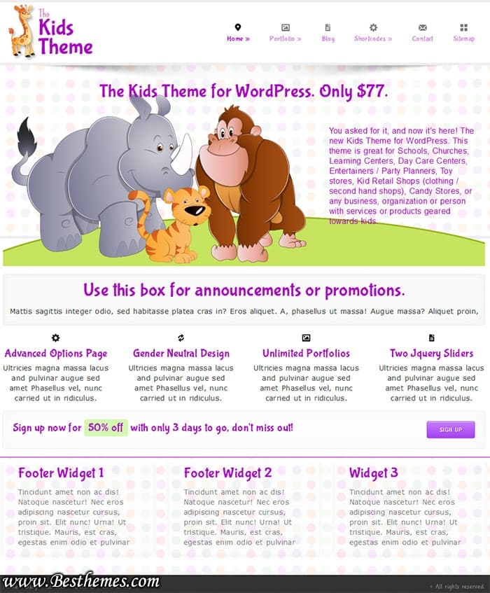 The Kids WordPress Theme From Aloha Themes. Best Kids WordPress Template