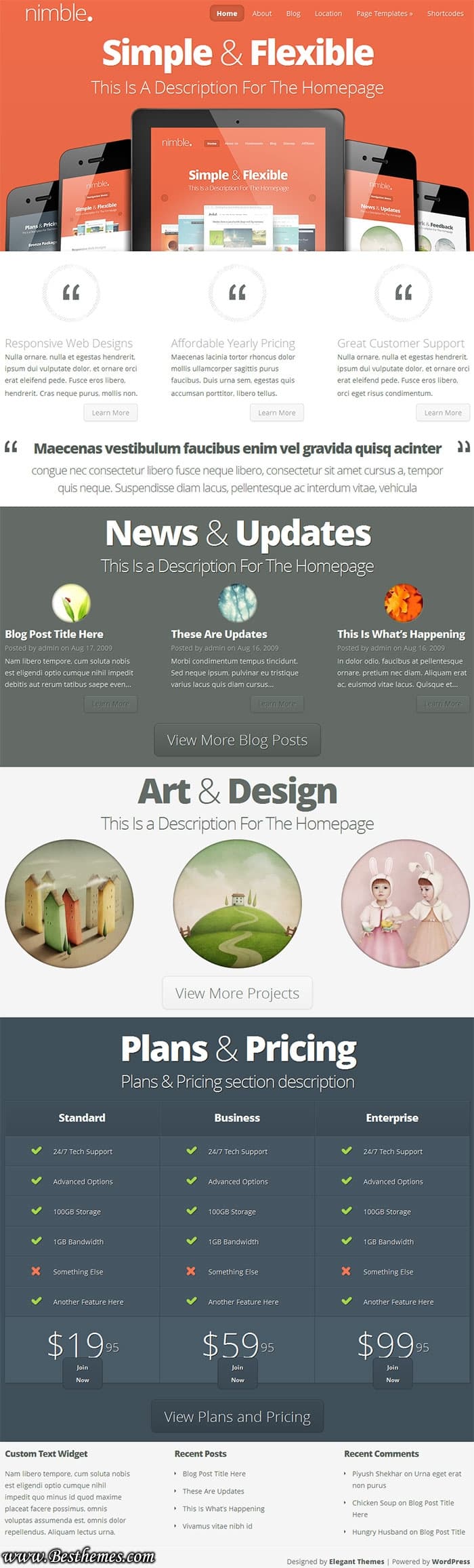 Nimble premium wordpress theme from Elegant Themes. Best Slider Portfolio theme, Responsive Portfolio WP Theme