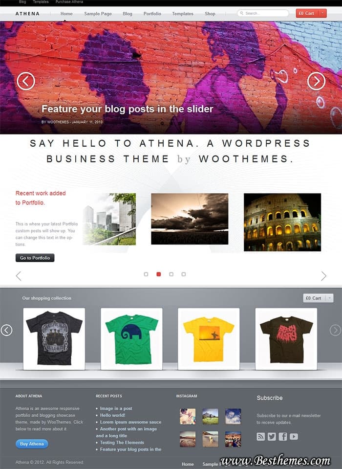 Athena Premium WordPress Theme From WooThemes, Business WP Template With eCommerce features
