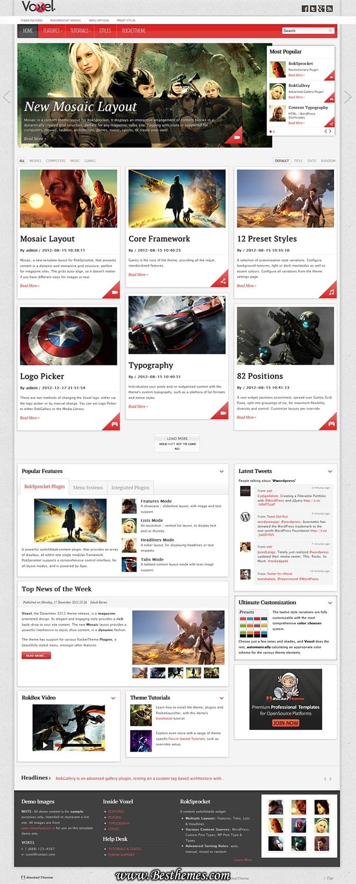  Voxel theme From Rocket Theme, Mobile Responsive WP Themes, Magazine Oriented WordPress design
