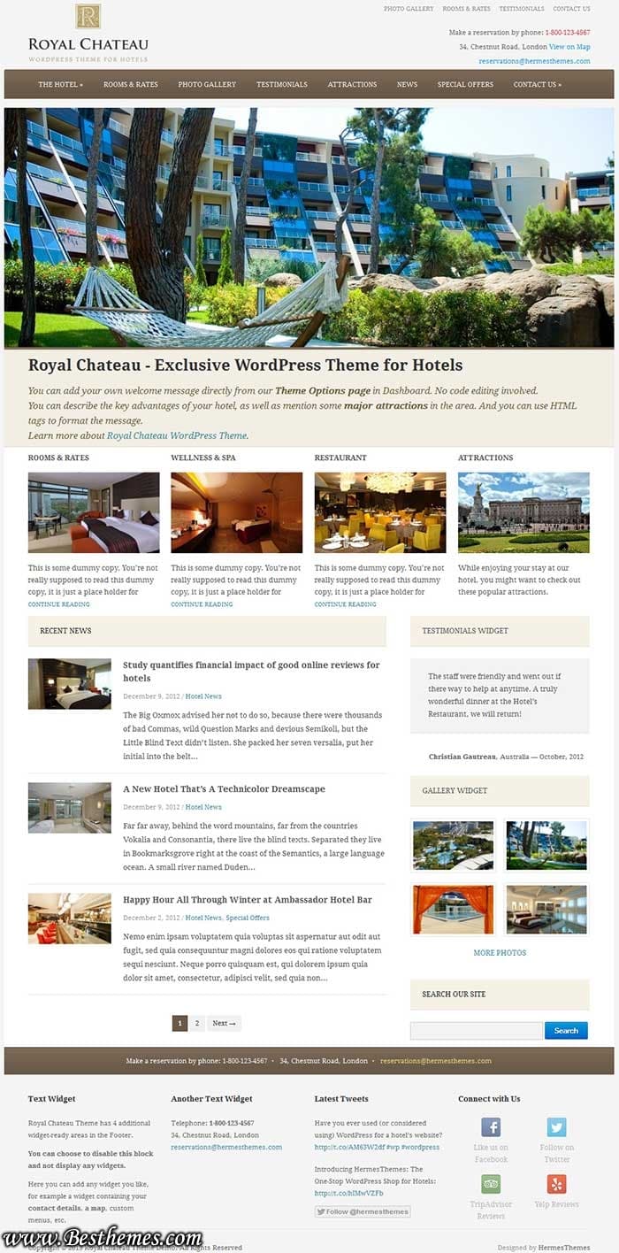 Royal Chateau WordPress Theme, Best Hotel Reservation WordPress Theme, Clean Resort Booking WordPress Theme, Room Reservation WordPress Theme
