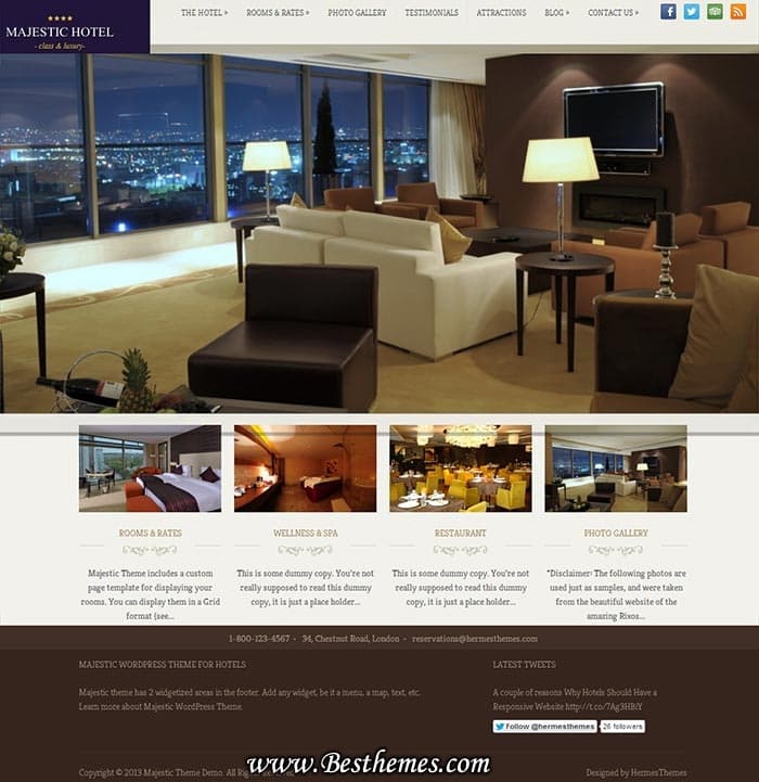 Majestic WordPress Theme, A Hotel WordPress Theme, Advance Room Booking WordPress Theme For Hotel, Room Reservation Hotel WordPress Theme