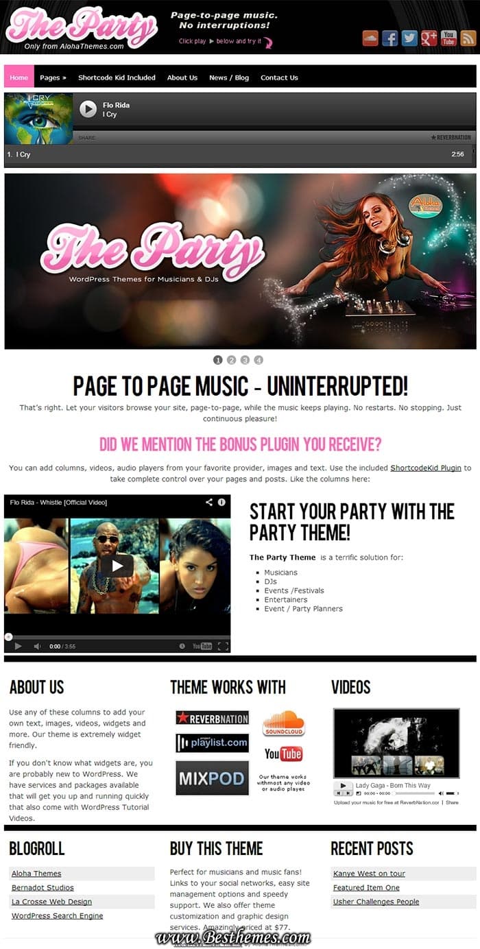 The-Party-WordPress-Theme-From-Aloha-Themes---A-Nonstop-Musice-Playing-WP-Theme