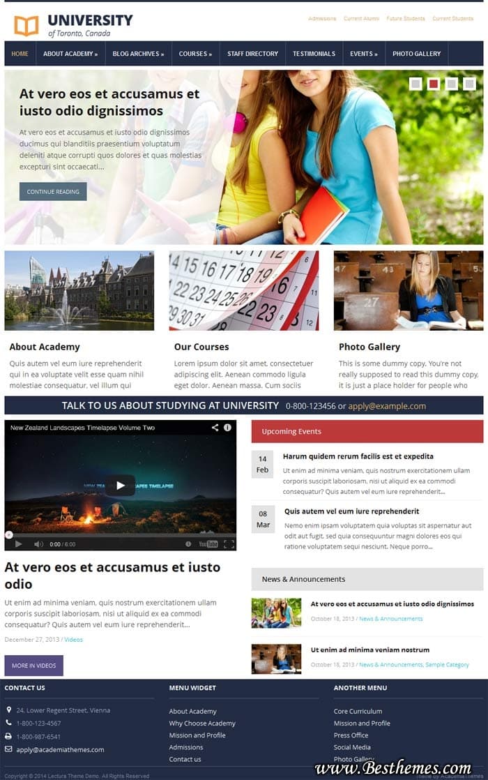 Lectura WordPress Theme For School, College and Academic website
