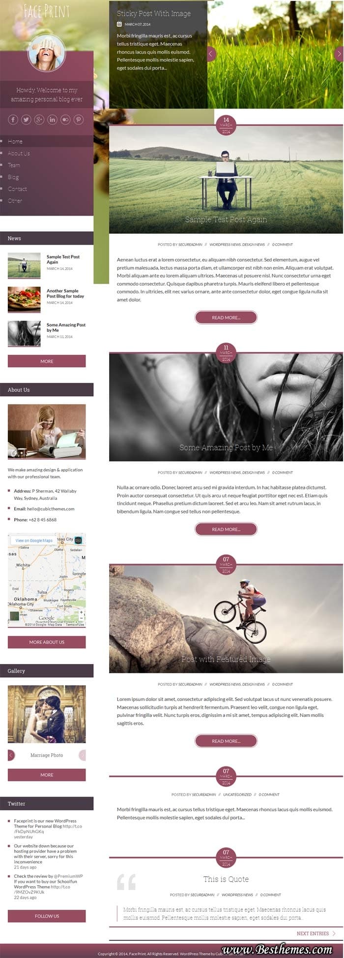 FacePrint WordPress Theme - Cubic Themes