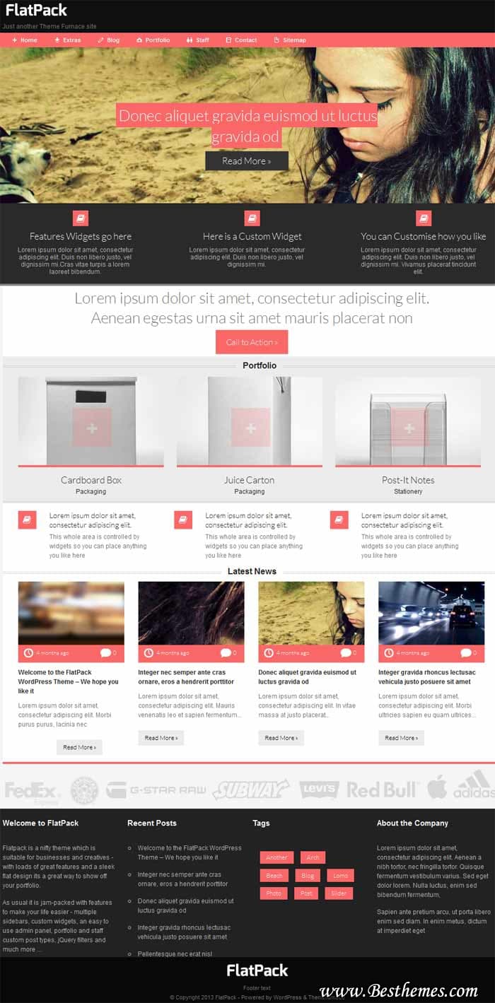 FlatPack WordPress Theme, Download Professional Business Theme, Responsive Business WP Template