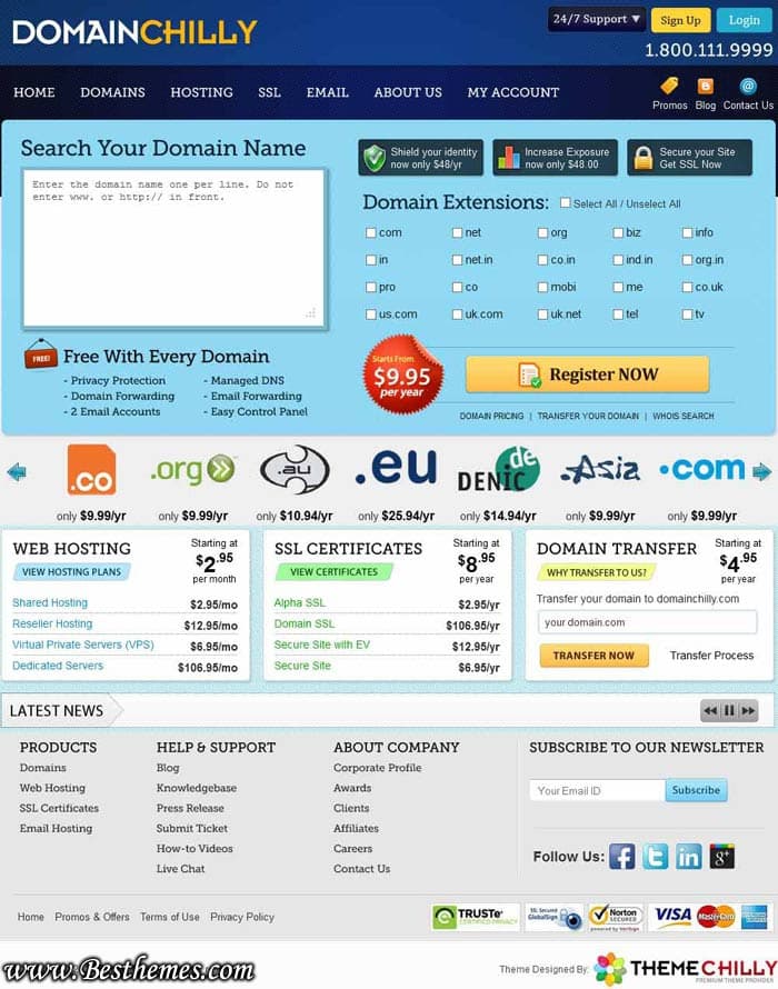 DomainChilly WordPress Theme, Best Domain Registration WordPress Theme, Responsive Domain Selling WordPress Theme, Best Hosting WordPress Theme