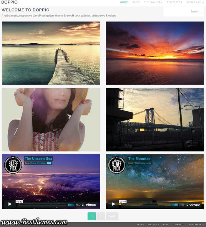 Doppio WordPress Theme, Responsive Gallery Theme, Best Clean Photography Theme