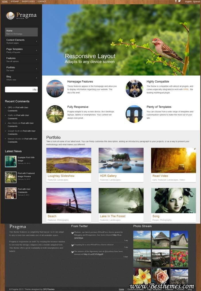 Pragma WordPress Theme, Responsive Business Theme With Vertical Navigation menu, Professional Portfolio WordPress Theme